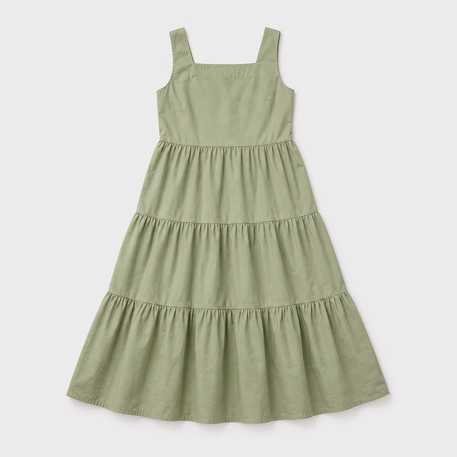 Tiered Poplin Dress